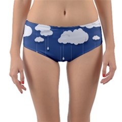 Blue Clouds Rain Raindrops Weather Sky Raining Reversible Mid-waist Bikini Bottoms by Wav3s