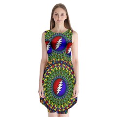 Grateful Dead Pattern Sleeveless Chiffon Dress   by Wav3s