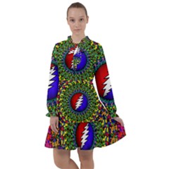 Grateful Dead Pattern All Frills Chiffon Dress by Wav3s