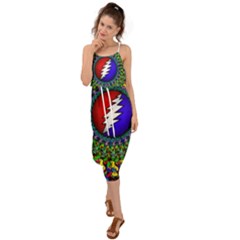 Grateful Dead Pattern Waist Tie Cover Up Chiffon Dress by Wav3s