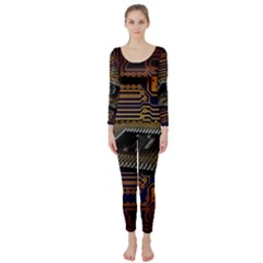 Processor Cpu Board Circuit Long Sleeve Catsuit by Wav3s