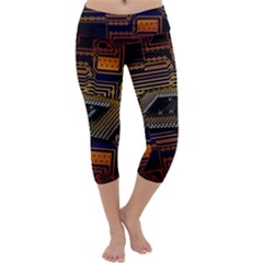 Processor Cpu Board Circuit Capri Yoga Leggings by Wav3s