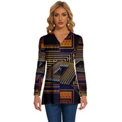 Processor Cpu Board Circuit Long Sleeve Drawstring Hooded Top by Wav3s