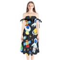 Space Seamless Pattern Shoulder Tie Bardot Midi Dress View1