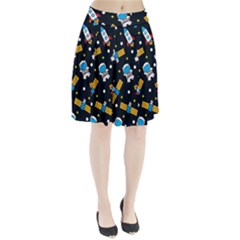 Seamless-adventure-space-vector-pattern-background Pleated Skirt by Wav3s