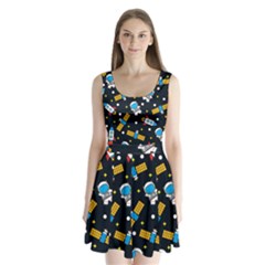 Seamless-adventure-space-vector-pattern-background Split Back Mini Dress  by Wav3s