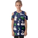 Swan-pattern-elegant-design Fold Over Open Sleeve Top View1