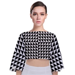 Optical Illusion Black Tie Back Butterfly Sleeve Chiffon Top by Ndabl3x