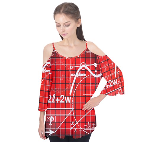 Geometry Mathematics Cube Flutter Sleeve Tee  by Ndabl3x