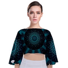Ornament District Turquoise Tie Back Butterfly Sleeve Chiffon Top by Ndabl3x