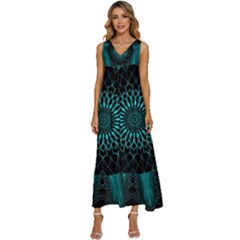 Ornament District Turquoise V-neck Sleeveless Loose Fit Overalls by Ndabl3x