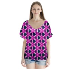Digital Art Artwork Abstract V-neck Flutter Sleeve Top by Ndabl3x