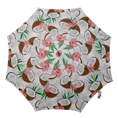 Seamless Pattern Coconut Piece Palm Leaves With Pink Hibiscus Hook Handle Umbrellas (small) by Vaneshart