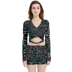 Math-linear-mathematics-education-circle-background Velvet Wrap Crop Top And Shorts Set by Vaneshart
