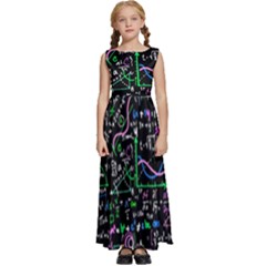 Math-linear-mathematics-education-circle-background Kids  Satin Sleeveless Maxi Dress by Vaneshart