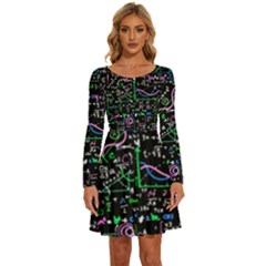 Math-linear-mathematics-education-circle-background Long Sleeve Wide Neck Velvet Dress by Vaneshart