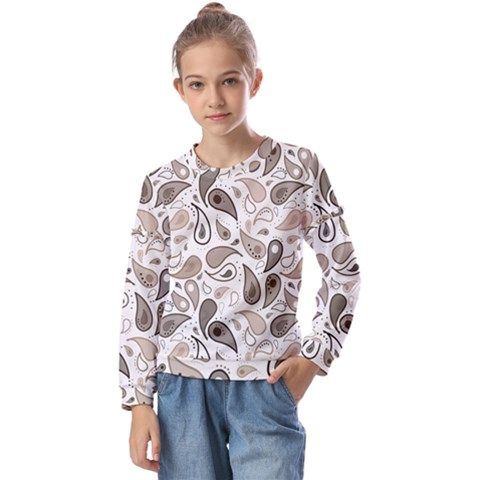 Paisley Pattern Background Graphic Kids  Long Sleeve Tee With Frill  by Vaneshop