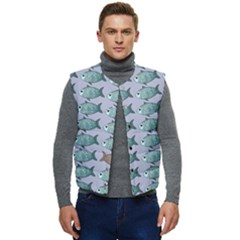 Fishes Pattern Background Theme Art Men s Short Button Up Puffer Vest	 by Vaneshop