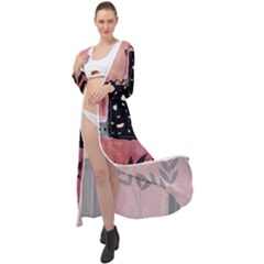 Floral Wall Art Maxi Chiffon Beach Wrap by Vaneshop