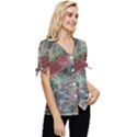 Design Pattern Scarf Gradient Bow Sleeve Button Up Top View3