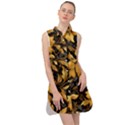 Flower Gold Floral Sleeveless Shirt Dress View1