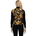 Flower Gold Floral Women s Short Button Up Puffer Vest View2