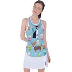 Chihuahua Bubble Kawaii Boba Tea Cute Dog Racer Back Mesh Tank Top by Wav3s
