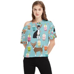 Chihuahua Bubble Kawaii Boba Tea Cute Dog One Shoulder Cut Out Tee by Wav3s