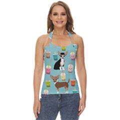 Chihuahua Bubble Kawaii Boba Tea Cute Dog Basic Halter Top by Wav3s