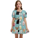 Chihuahua Bubble Kawaii Boba Tea Cute Dog Kids  Short Sleeve Dolly Dress View1
