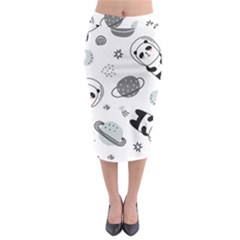 Panda Floating In Space And Star Midi Pencil Skirt by Wav3s