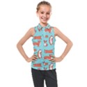 Corgis On Teal Kids  Sleeveless Polo Tee View1