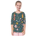 Dog Paw Colorful Fabrics Digitally Kids  Quarter Sleeve Raglan Tee View1