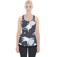 Space Cat Illustration Pattern Astronaut Piece Up Tank Top by Wav3s