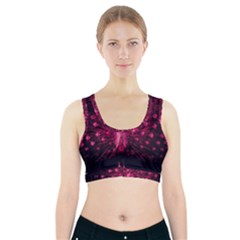 Peacock Pink Black Feather Abstract Sports Bra With Pocket by Wav3s