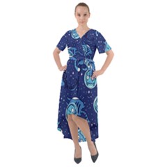 Cat Spacesuit Space Suit Astronaut Pattern Front Wrap High Low Dress by Wav3s