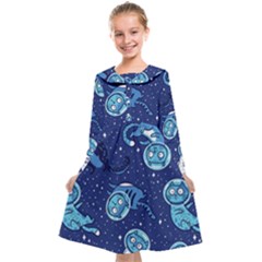 Cat Spacesuit Space Suit Astronaut Pattern Kids  Midi Sailor Dress by Wav3s