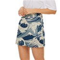 Japanese Wave Pattern Mini Front Wrap Skirt View2