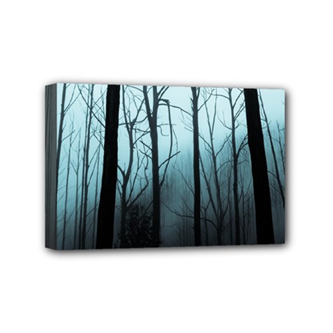 Tree Night Dark Forest Mini Canvas 6  X 4  (stretched) by Vaneshop