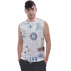Nautical Lighthouse Vintage Postcard French Writing Men s Regular Tank Top by Vaneshop
