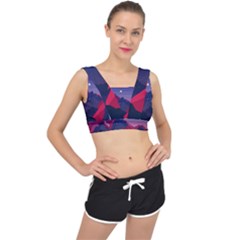 Abstract Landscape Sunrise Mountains Blue Sky V-back Sports Bra by Grandong