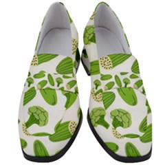 Vegetable Pattern With Composition Broccoli Women s Chunky Heel Loafers by Grandong