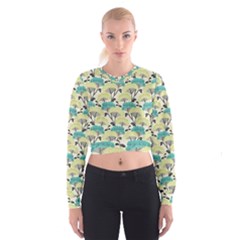 Flora Nature Color Japanese Patterns Cropped Sweatshirt by Cowasu