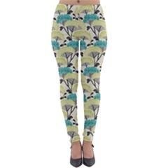 Flora Nature Color Japanese Patterns Lightweight Velour Leggings by Cowasu