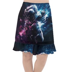 Psychedelic Astronaut Trippy Space Art Fishtail Chiffon Skirt by Bangk1t