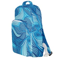 Ocean Waves Sea Abstract Pattern Water Blue Double Compartment Backpack by Ndabl3x