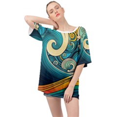 Waves Wave Ocean Sea Abstract Whimsical Abstract Art Oversized Chiffon Top by Ndabl3x