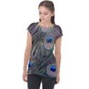 Peacock Feathers Peacock Bird Feathers Cap Sleeve High Low Top View1