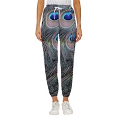 Peacock Feathers Peacock Bird Feathers Women s Cropped Drawstring Pants by Ndabl3x