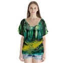 Ai Generated Trees Forest Mystical Forest Nature Art V-Neck Flutter Sleeve Top View1